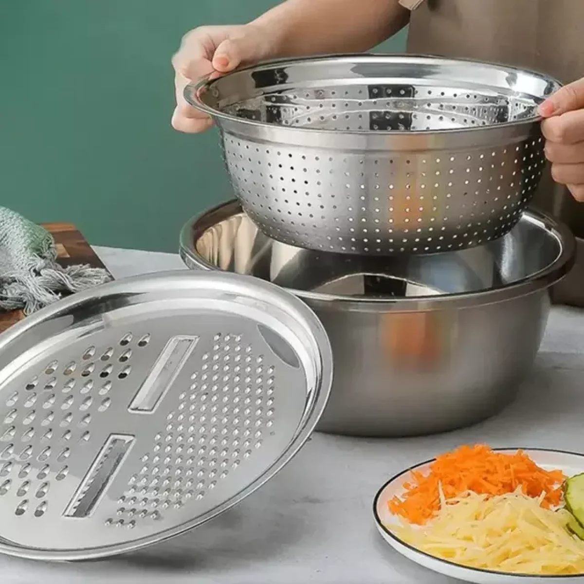 3-in-1 Stainless Steel Basin Set - Image 5